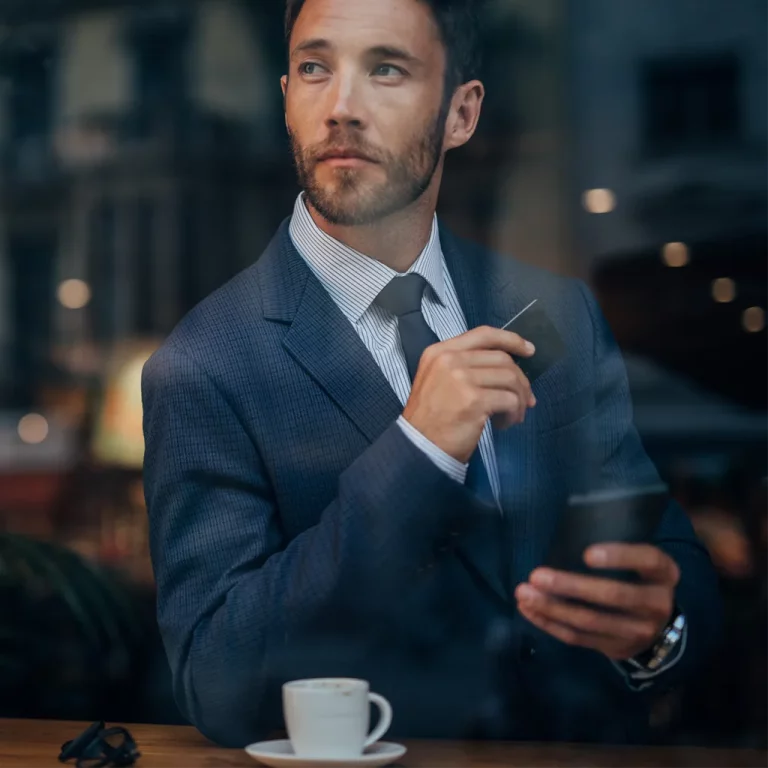 Man drinking coffee